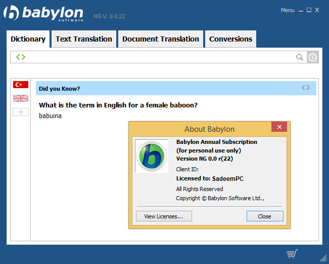 babylon dictionary equivalent