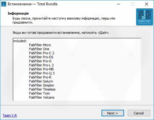 FabFilter Total Bundle 2023.06 instaling