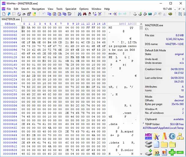 WinHex 20.8 SR1 free instals